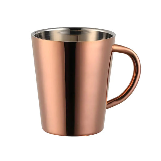 Чашка з нержавіючої сталі з подвійними стінками у кольорі рожеве золото, 300мл