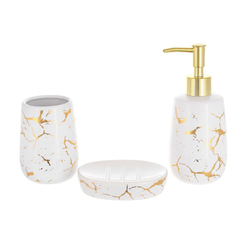 Набір керамічних аксесуарів для ванної кімнати "White marble". Дозатор для мила - Prosto Dim
