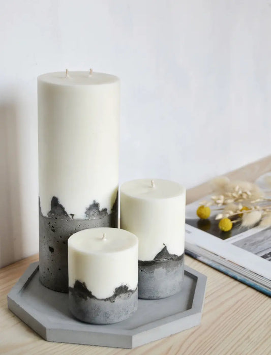 Набір з трьох соєвих свічок на бетонній основі з підставкою - Prosto Dim Ukraine