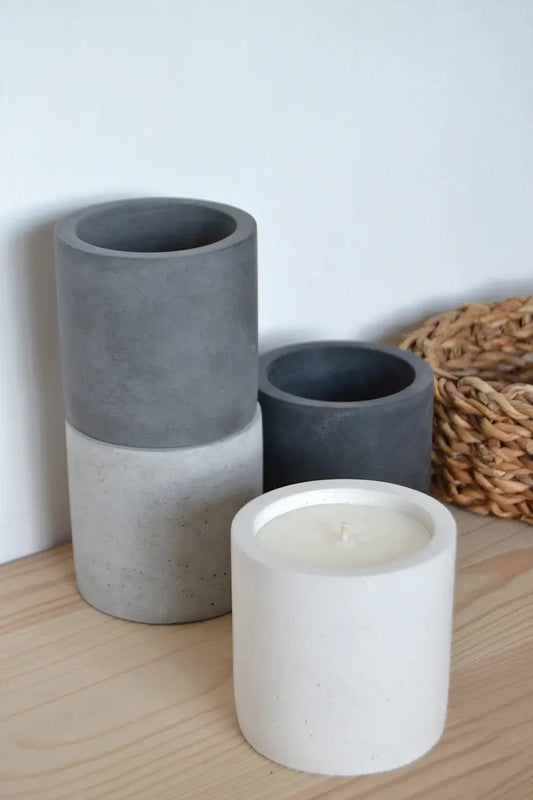 Соєва свічка в бетонному кашпо у різних відтінках - Prosto Dim Ukraine