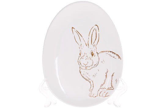 Набір 6 керамічних овальних блюд "Bunny" 16.5х12х2см. Великодній посуд - Prosto Dim